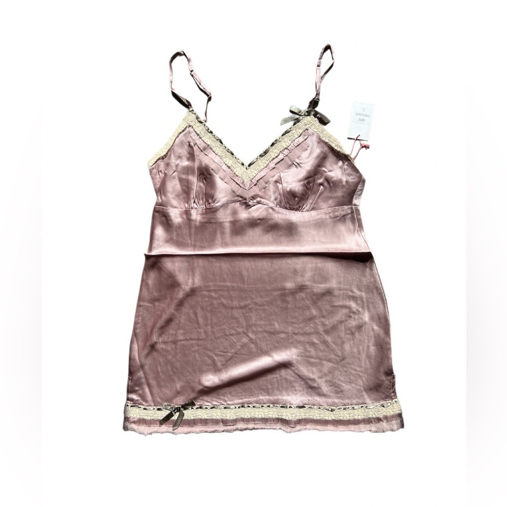 Gold Hawk Mauve Shadow Longline Silk Lace Cami Size L NWT